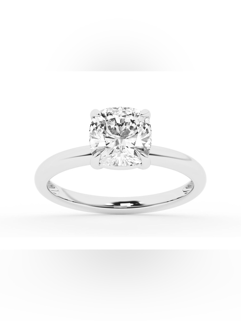 2 CT Cushion Cut Diamond Ring 10K White Gold 4 Prong Sizes 6 7 8